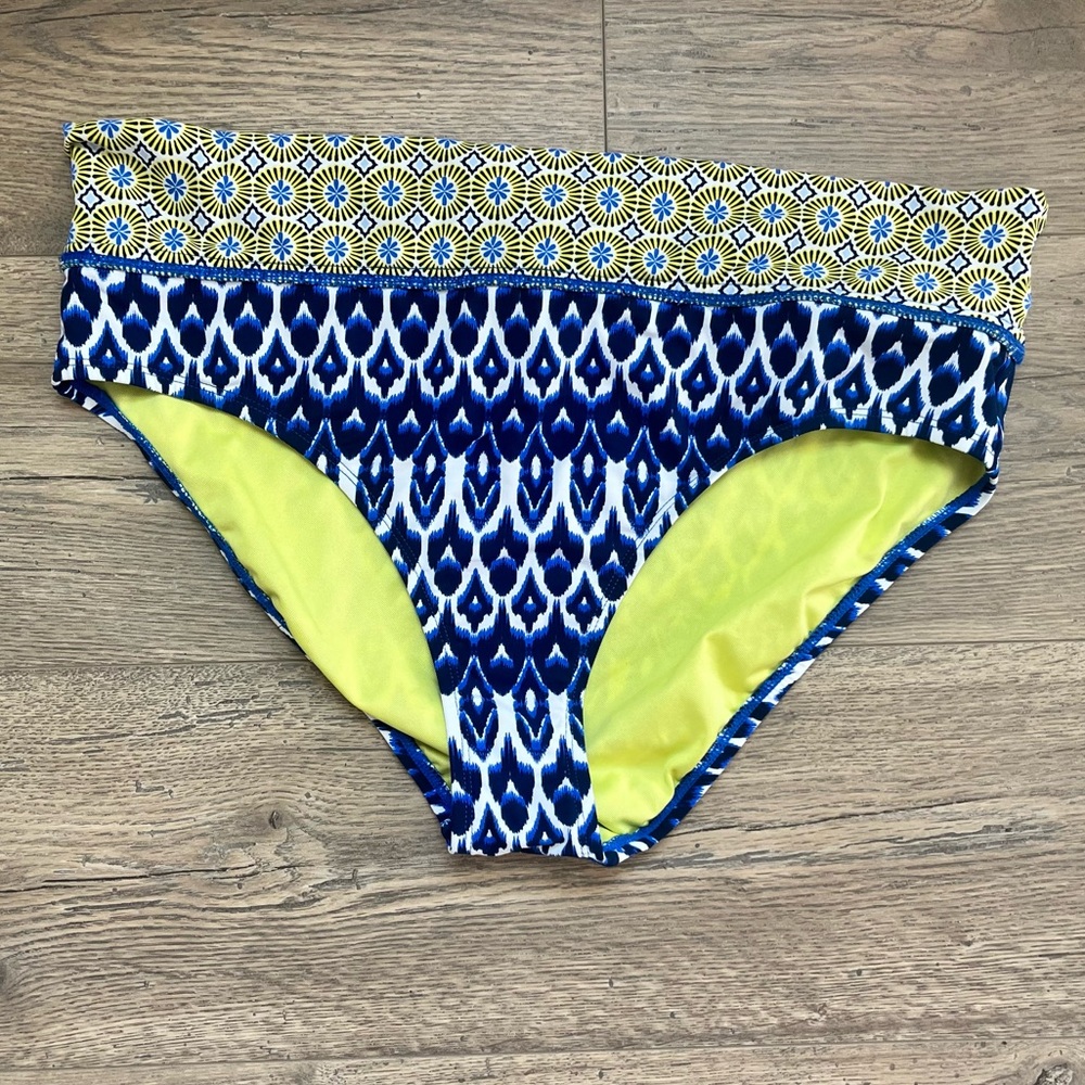 Bleu Rod Beattie Bikini Swim Bottoms Sz 14 Blue and Yellow High‎ Waist Bottoms